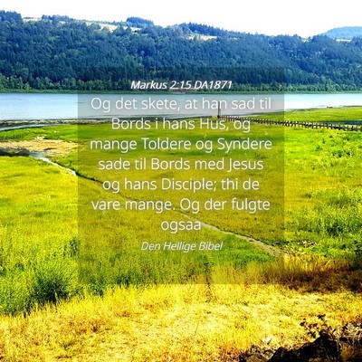 Picture 04 - Markus 2:15 DA1871 - Og det skete, at han sad til Bords i hans Hus, og - Bible Verse Picture