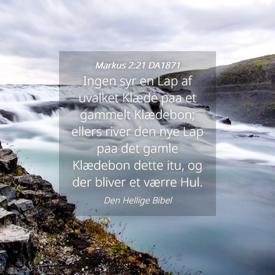 Picture 04 - Markus 2:21 DA1871 - Ingen syr en Lap af uvalket Klæde paa et gammelt - Bible Verse Picture
