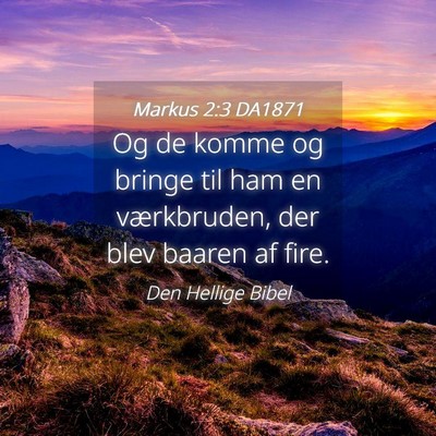 Picture 04 - Markus 2:3 DA1871 - Og de komme og bringe til ham en værkbruden, der - Bible Verse Picture