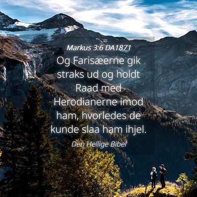 Picture 04 - Markus 3:6 DA1871 - Og Farisæerne gik straks ud og holdt Raad med - Bible Verse Picture