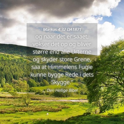 Picture 04 - Markus 4:32 DA1871 - og naar det er saaet, vokser det op og bliver - Bible Verse Picture