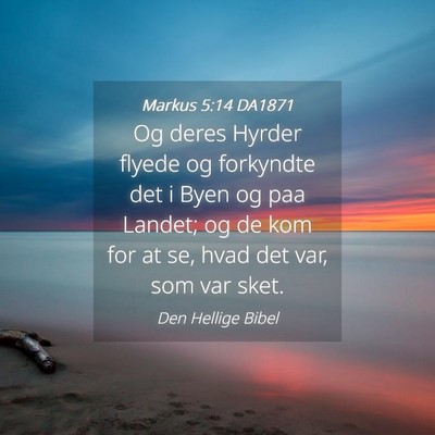 Picture 04 - Markus 5:14 DA1871 - Og deres Hyrder flyede og forkyndte det i Byen og - Bible Verse Picture