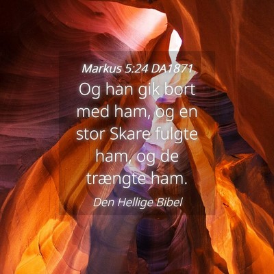 Picture 04 - Markus 5:24 DA1871 - Og han gik bort med ham, og en stor Skare fulgte - Bible Verse Picture