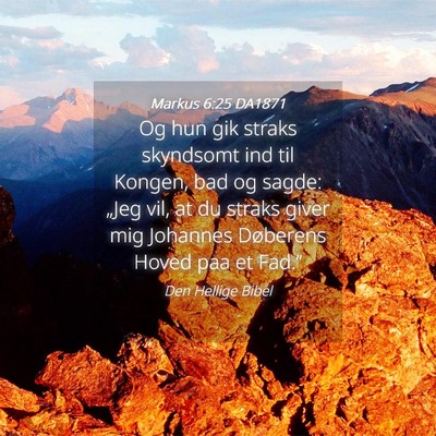 Picture 04 - Markus 6:25 DA1871 - Og hun gik straks skyndsomt ind til Kongen, bad - Bible Verse Picture