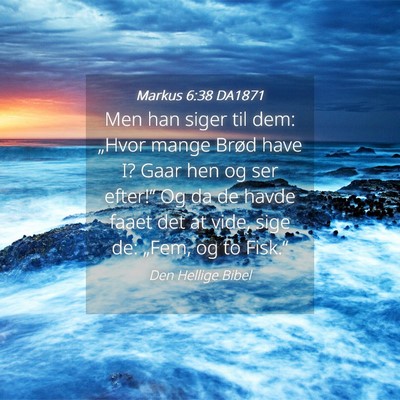 Picture 04 - Markus 6:38 DA1871 - Men han siger til dem: „Hvor mange Brød have - Bible Verse Picture