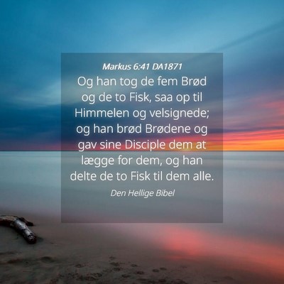 Picture 04 - Markus 6:41 DA1871 - Og han tog de fem Brød og de to Fisk, saa op til - Bible Verse Picture