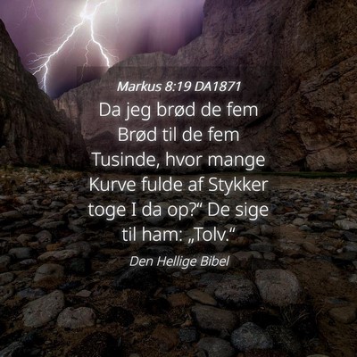 Picture 04 - Markus 8:19 DA1871 - Da jeg brød de fem Brød til de fem Tusinde, - Bible Verse Picture