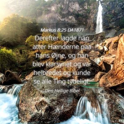 Picture 04 - Markus 8:25 DA1871 - Derefter lagde han atter Hænderne paa hans - Bible Verse Picture