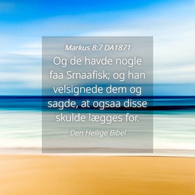 Picture 04 - Markus 8:7 DA1871 - Og de havde nogle faa Smaafisk; og han velsignede - Bible Verse Picture