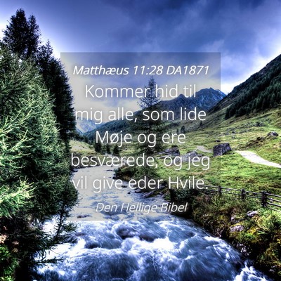 Picture 04 - Matthæus 11:28 DA1871 - Kommer hid til mig alle, som lide Møje og ere - Bible Verse Picture