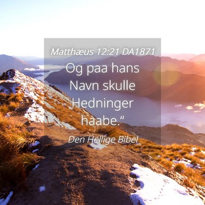 Picture 04 - Matthæus 12:21 DA1871 - Og paa hans Navn skulle Hedninger - Bible Verse Picture
