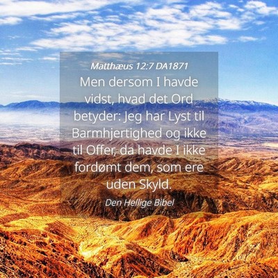 Picture 04 - Matthæus 12:7 DA1871 - Men dersom I havde vidst, hvad det Ord betyder: - Bible Verse Picture