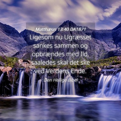 Picture 04 - Matthæus 13:40 DA1871 - Ligesom nu Ugræsset sankes sammen og opbrændes - Bible Verse Picture