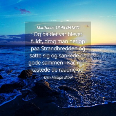 Picture 04 - Matthæus 13:48 DA1871 - Og da det var blevet fuldt, drog man det op paa - Bible Verse Picture
