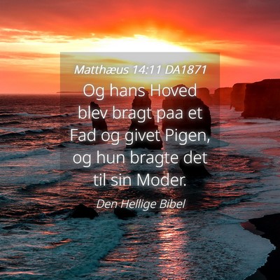 Picture 04 - Matthæus 14:11 DA1871 - Og hans Hoved blev bragt paa et Fad og givet - Bible Verse Picture