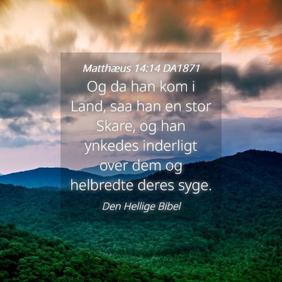 Picture 04 - Matthæus 14:14 DA1871 - Og da han kom i Land, saa han en stor Skare, og - Bible Verse Picture