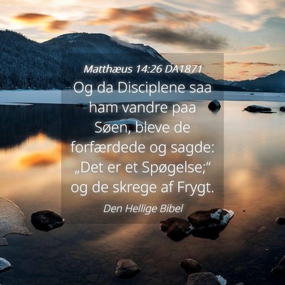 Picture 04 - Matthæus 14:26 DA1871 - Og da Disciplene saa ham vandre paa Søen, bleve - Bible Verse Picture