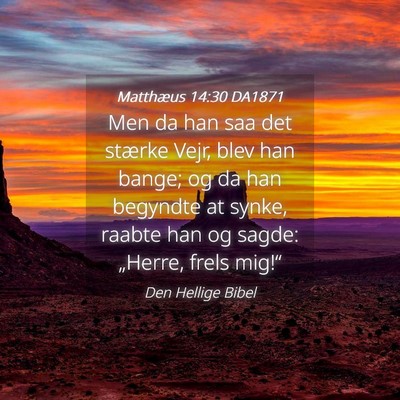 Picture 04 - Matthæus 14:30 DA1871 - Men da han saa det stærke Vejr, blev han bange; - Bible Verse Picture