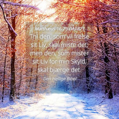 Picture 04 - Matthæus 16:25 DA1871 - Thi den, som vil frelse sit Liv, skal miste det; - Bible Verse Picture