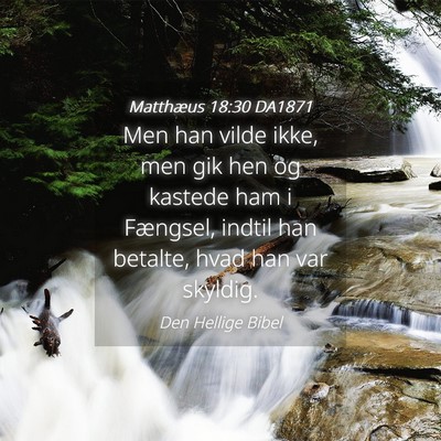 Picture 04 - Matthæus 18:30 DA1871 - Men han vilde ikke, men gik hen og kastede ham i - Bible Verse Picture