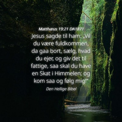 Picture 04 - Matthæus 19:21 DA1871 - Jesus sagde til ham: „Vil du være fuldkommen, - Bible Verse Picture