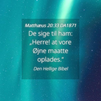 Picture 04 - Matthæus 20:33 DA1871 - De sige til ham: „Herre! at vore Øjne maatte - Bible Verse Picture