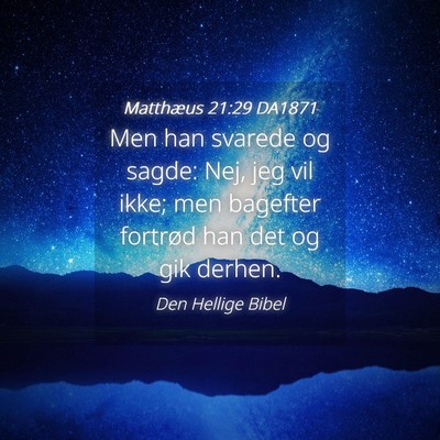 Picture 04 - Matthæus 21:29 DA1871 - Men han svarede og sagde: Nej, jeg vil ikke; men - Bible Verse Picture
