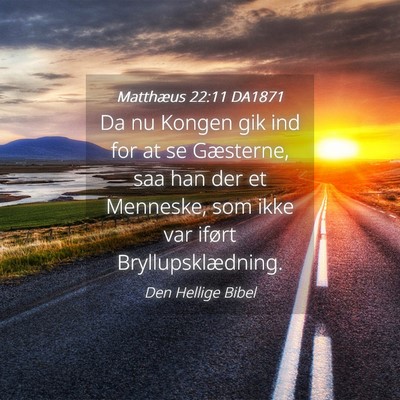 Picture 04 - Matthæus 22:11 DA1871 - Da nu Kongen gik ind for at se Gæsterne, saa han - Bible Verse Picture
