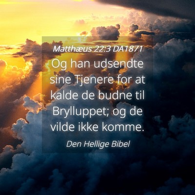 Picture 04 - Matthæus 22:3 DA1871 - Og han udsendte sine Tjenere for at kalde de - Bible Verse Picture