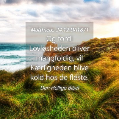 Picture 04 - Matthæus 24:12 DA1871 - Og fordi Lovløsheden bliver mangfoldig, vil - Bible Verse Picture
