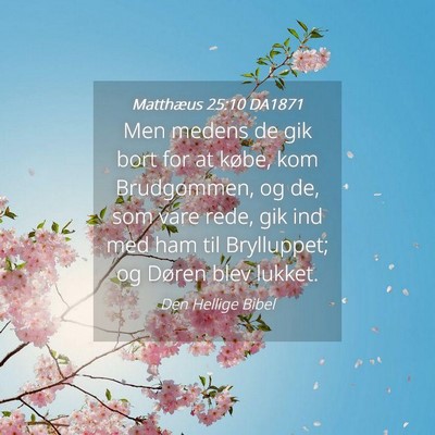 Picture 04 - Matthæus 25:10 DA1871 - Men medens de gik bort for at købe, kom - Bible Verse Picture