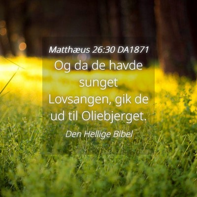 Picture 04 - Matthæus 26:30 DA1871 - Og da de havde sunget Lovsangen, gik de ud til - Bible Verse Picture