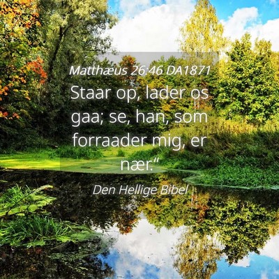 Picture 04 - Matthæus 26:46 DA1871 - Staar op, lader os gaa; se, han, som forraader - Bible Verse Picture