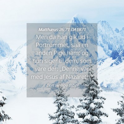Picture 04 - Matthæus 26:71 DA1871 - Men da han gik ud i Portrummet, saa en anden Pige - Bible Verse Picture