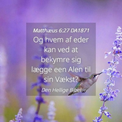Picture 04 - Matthæus 6:27 DA1871 - Og hvem af eder kan ved at bekymre sig lægge een - Bible Verse Picture