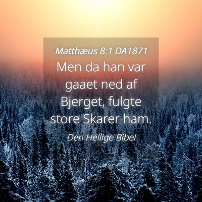 Picture 04 - Matthæus 8:1 DA1871 - Men da han var gaaet ned af Bjerget, fulgte store - Bible Verse Picture
