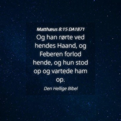 Picture 04 - Matthæus 8:15 DA1871 - Og han rørte ved hendes Haand, og Feberen forlod - Bible Verse Picture
