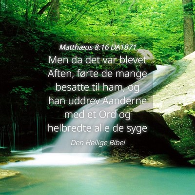Picture 04 - Matthæus 8:16 DA1871 - Men da det var blevet Aften, førte de mange - Bible Verse Picture