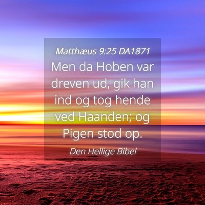 Picture 04 - Matthæus 9:25 DA1871 - Men da Hoben var dreven ud, gik han ind og tog - Bible Verse Picture