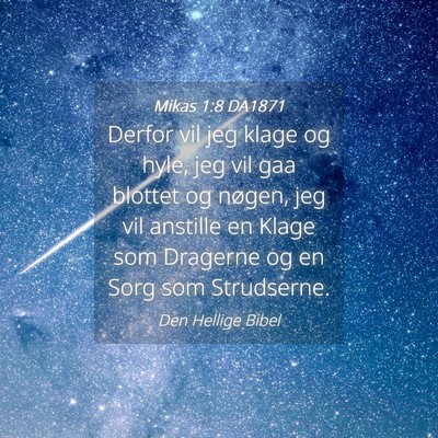 Picture 04 - Mikas 1:8 DA1871 - Derfor vil jeg klage og hyle, jeg vil gaa blottet - Bible Verse Picture