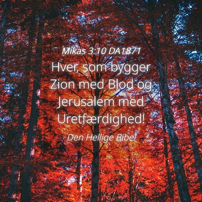Picture 04 - Mikas 3:10 DA1871 - Hver, som bygger Zion med Blod og Jerusalem med - Bible Verse Picture