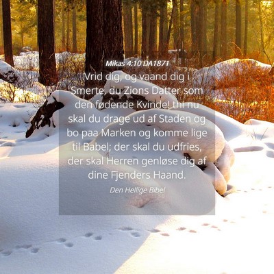 Picture 04 - Mikas 4:10 DA1871 - Vrid dig, og vaand dig i Smerte, du Zions Datter - Bible Verse Picture