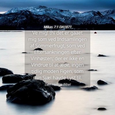 Picture 04 - Mikas 7:1 DA1871 - Ve mig! thi det er gaaet mig som ved Indsamlingen - Bible Verse Picture