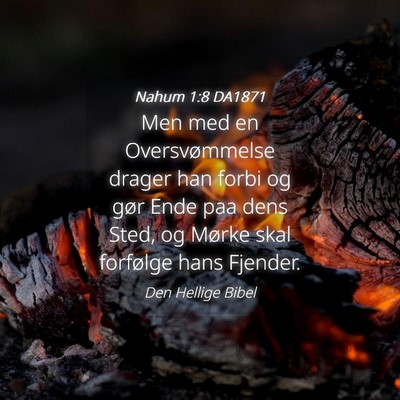 Picture 04 - Nahum 1:8 DA1871 - Men med en Oversvømmelse drager han forbi og - Bible Verse Picture