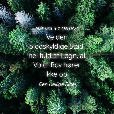 Picture 04 - Nahum 3:1 DA1871 - Ve den blodskyldige Stad, hel fuld af Løgn, af - Bible Verse Picture
