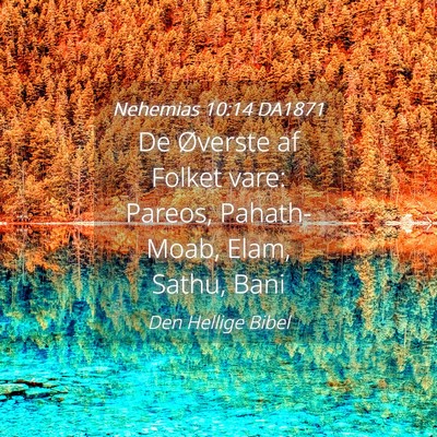 Picture 04 - Nehemias 10:14 DA1871 - De Øverste af Folket vare: Pareos, Pahath-Moab, - Bible Verse Picture