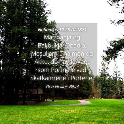 Picture 04 - Nehemias 12:25 DA1871 - Matthanja og Bakbukja, Obadja, Mesullam, Thaimon - Bible Verse Picture