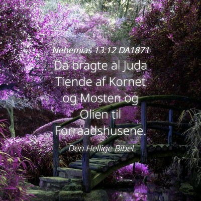 Picture 04 - Nehemias 13:12 DA1871 - Da bragte al Juda Tiende af Kornet og Mosten og - Bible Verse Picture
