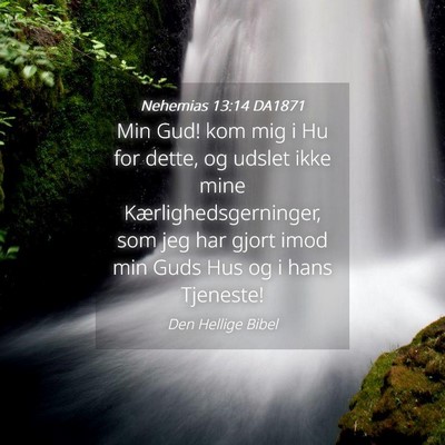 Picture 04 - Nehemias 13:14 DA1871 - Min Gud! kom mig i Hu for dette, og udslet ikke - Bible Verse Picture