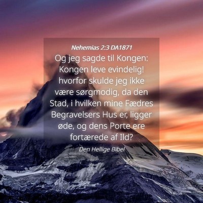 Picture 04 - Nehemias 2:3 DA1871 - Og jeg sagde til Kongen: Kongen leve evindelig! - Bible Verse Picture